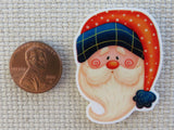 Second view of Santa with a Blue Trimmed Hat Needle Minder.