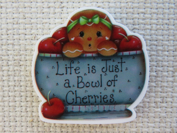 First view of Gingerbread Bowl of Cherries Needle Minder.