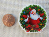 Second view of Santa in a Wreath Needle Minder.