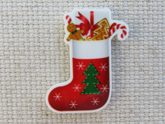 First view of Red Stocking with Gifts Needle Minder.