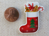Second view of Red Stocking with Gifts Needle Minder.