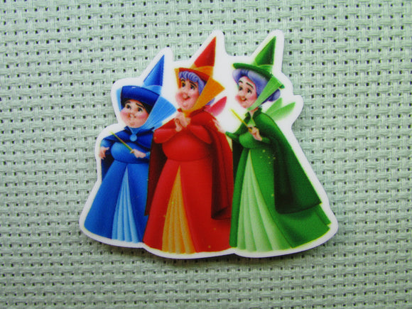 First view of the Aurora's Fairies, Merryweather, Flaura and Fauna Needle Minder