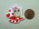 Second view of the Loving Heart Owl Needle Minder