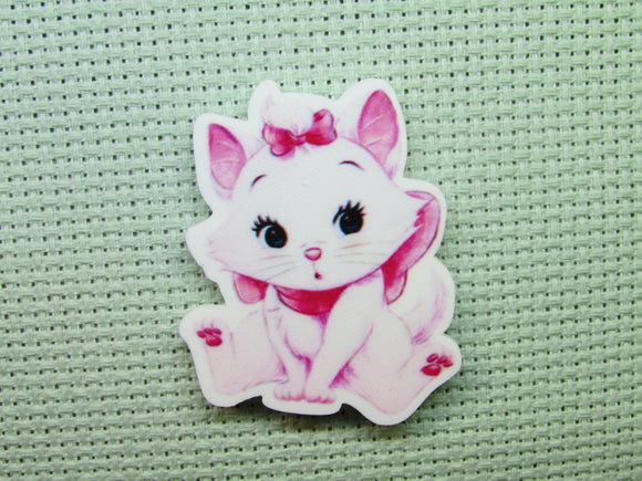 First view of the Cute White and Pink Marie Kitty Needle Minder