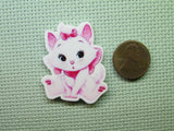 Second view of the Cute White and Pink Marie Kitty Needle Minder