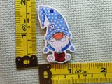 Third view of the Blue and White Polka Dot Gnome Needle Minder