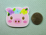 Second view of the Floral Pink Pig Needle Minder