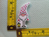 Third view of the Grey with Red Hearts Gnome Needle Minder
