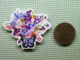 Second view of the Beautiful Bouquet of Flowers with a Blue Butterfly Needle Minder