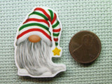 Second view of the Stripped Christmas Stocking Cap Gnome Needle Minder