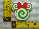 Third view of the Green Swirl Mouse Head Needle Minder
