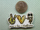 Second view of the Peace Love Nightmare Needle Minder