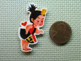 Second view of the Childlike Queen of Hearts Needle Minder