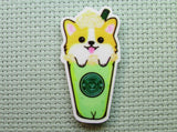 First view of the Corgi in a Green Drink Needle Minder