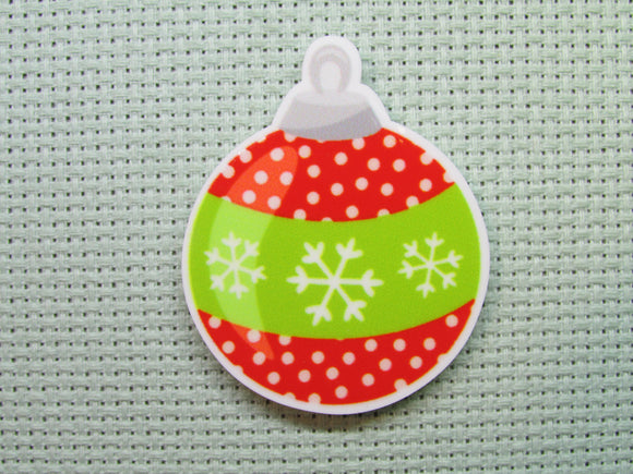 First view of the Red and Green Snowflake Polka Dot Christmas Ornament Needle Minder