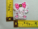 Third view of the Cute Elephant Wearing a Pink and White Polka Dot Bow Needle Minder
