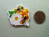 Second view of the White Daisy and Bees on Honeycomb Needle Minder