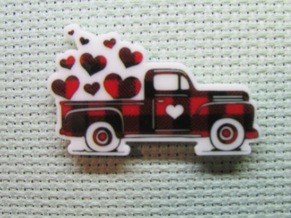 First view of the Black and Red Truck Full of Hearts Needle Minder
