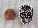 Second view of Floral Skull Needle Minder.