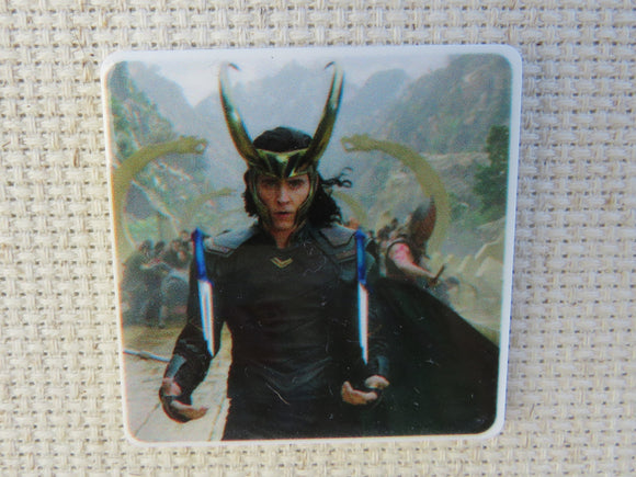First view of Loki with daggers needle minder.