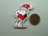 Second view of the Heart Hugging Snoopy with a Red Cap Needle Minder