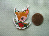 Second view of the Cute Reindeer with a Poinsettia Swag Needle Minder