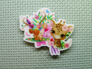 First view of the Cute Floral Giraffe and Deer Needle Minder