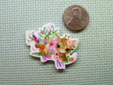 Second view of the Cute Floral Giraffe and Deer Needle Minder