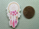 Second view of the Pink Flower Dreamcatcher Needle Minder