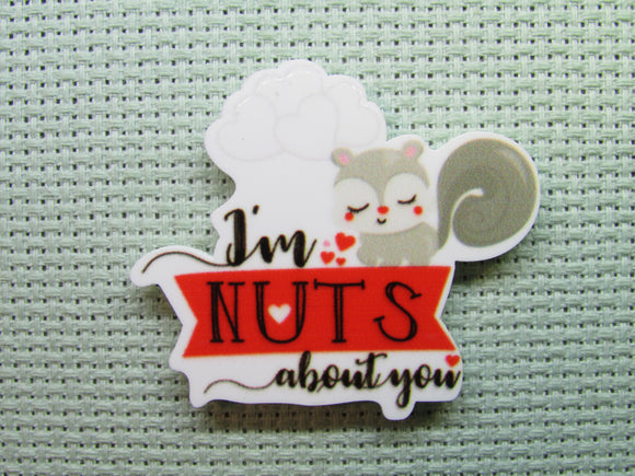 First view of the I'm Nuts About You Squirrel Needle Minder