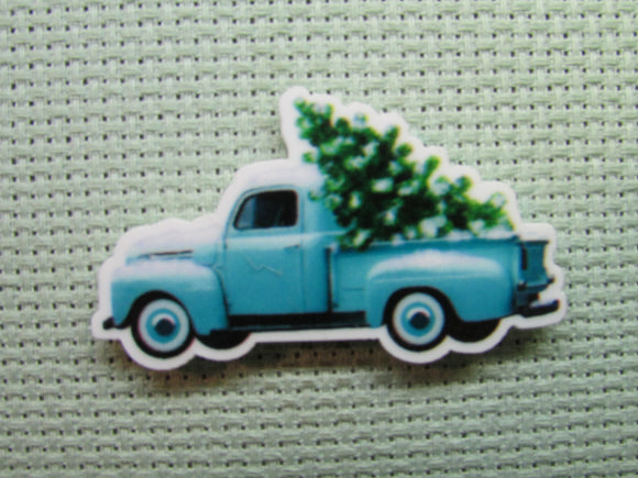 First view of the Blue Christmas Tree Truck Needle Minder