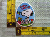 Third view of the Happy Easter Egg Shaped Snoopy Needle Minder