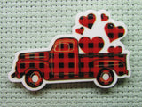 First view of the Red and Black Checkered Heart Filled Truck Needle Minder