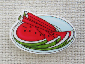 First view of A Plate of Sliced Watermelon Needle Minder.