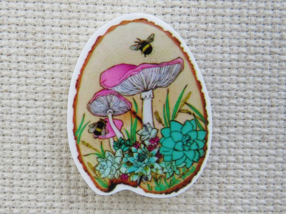 First view of Pink Mushrooms and Bees Needle Minder.
