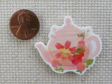 Second view of Pink Tea Pot Needle Minder.