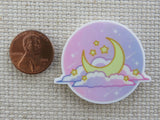 Second view of Crescent Moon Resting in Clouds Needle Minder