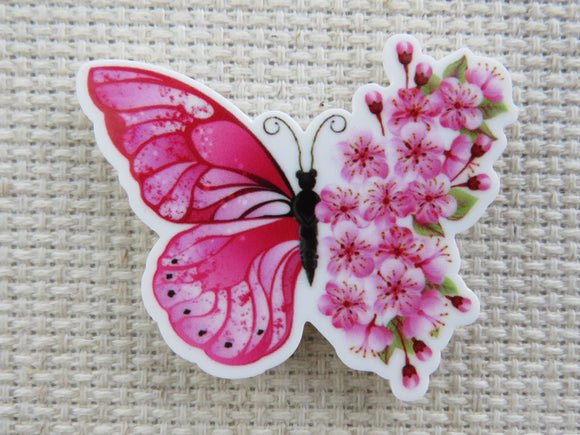 First view of Pink Floral Butterfly Needle Minder.