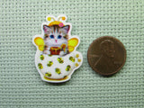 Second view of the Cute Bee Kitten in a Teacup Needle Minder