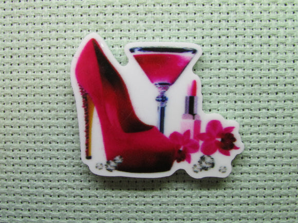 First view of the Red Stiletto's Shoe with Wine Glass and Make Up Needle Minder