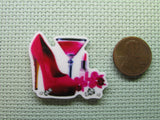 Second view of the Red Stiletto's Shoe with Wine Glass and Make Up Needle Minder