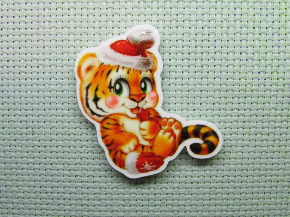 First view of the Playful Christmas Tiger Needle Minder