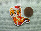 Second view of the Playful Christmas Tiger Needle Minder