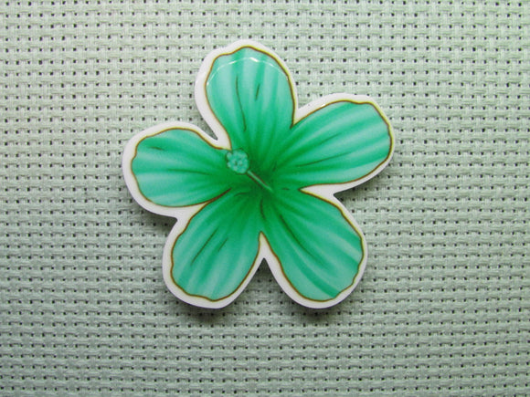 First view of the Greenish Blue Hibiscus Flower Needle Minder