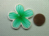 Second view of the Greenish Blue Hibiscus Flower Needle Minder