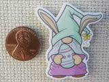 Light Blue and Purple Easter Gnome with a Decorated Egg Needle Minder, Cover Minder, Magnet