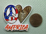 Second view of the Peace Love America Needle Minder