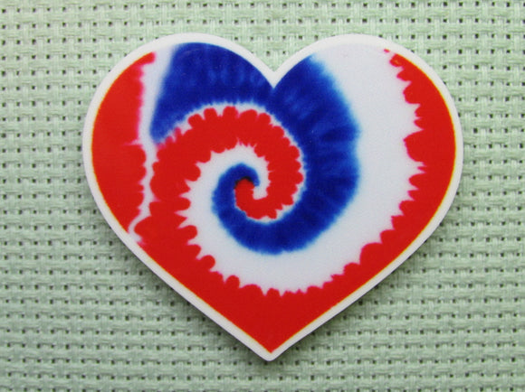 First view of the Patriotic Tie Dye Heart Needle Minder