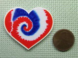 Second view of the Patriotic Tie Dye Heart Needle Minder