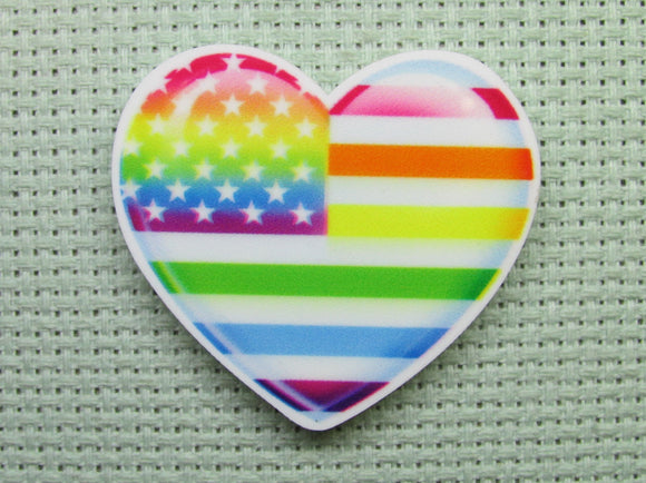 First view of the Rainbow Heart Flag Needle Minder